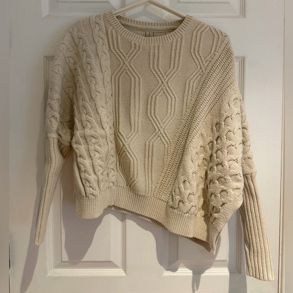 Anthropologie Beige Cable Knit Sweater
